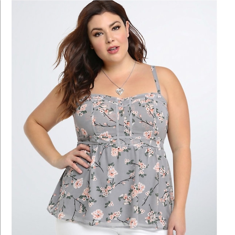 Torrid floral chiffon babydoll cami top